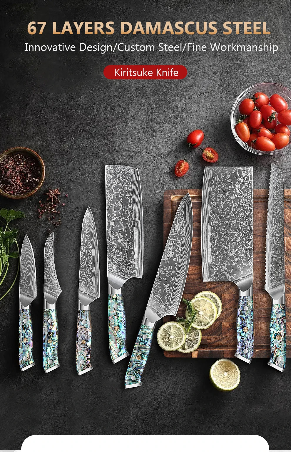 1-7 Chef Knife Super Sharp Japanese Damascus Steel