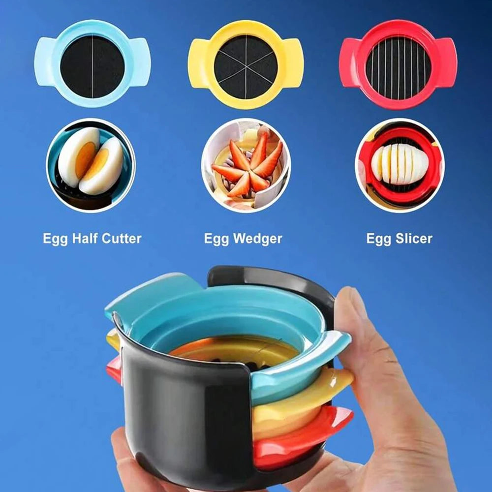 Stainless Steel Three In One Egg Slicer 3-In-1