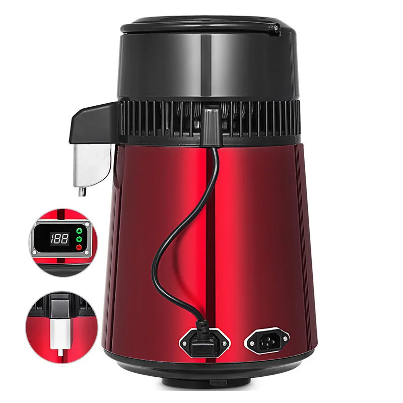 Water Distiller W/ Glass Container 750w 1gal/4l Capacity