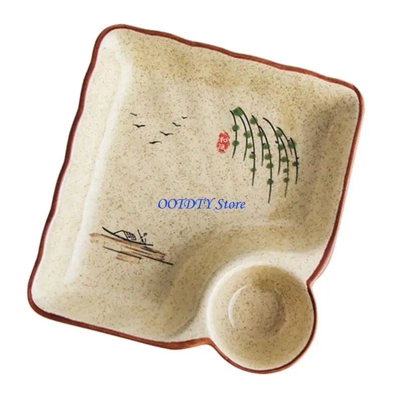 367a Square Ceramic Plate Including Hand Painted Vinegar