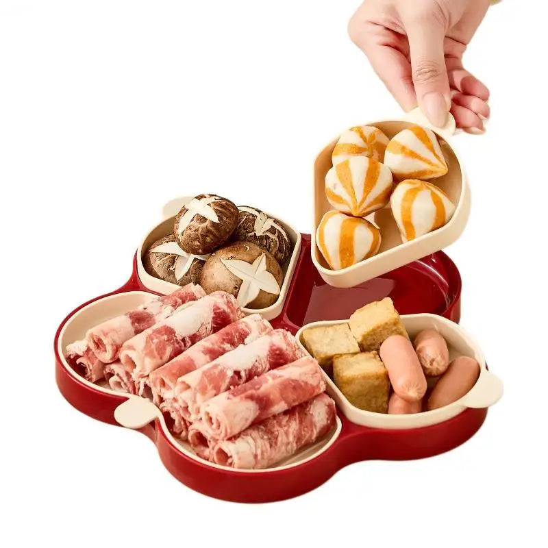 Multi Compartment Food Prep Tray Detachable Dividers Utensil