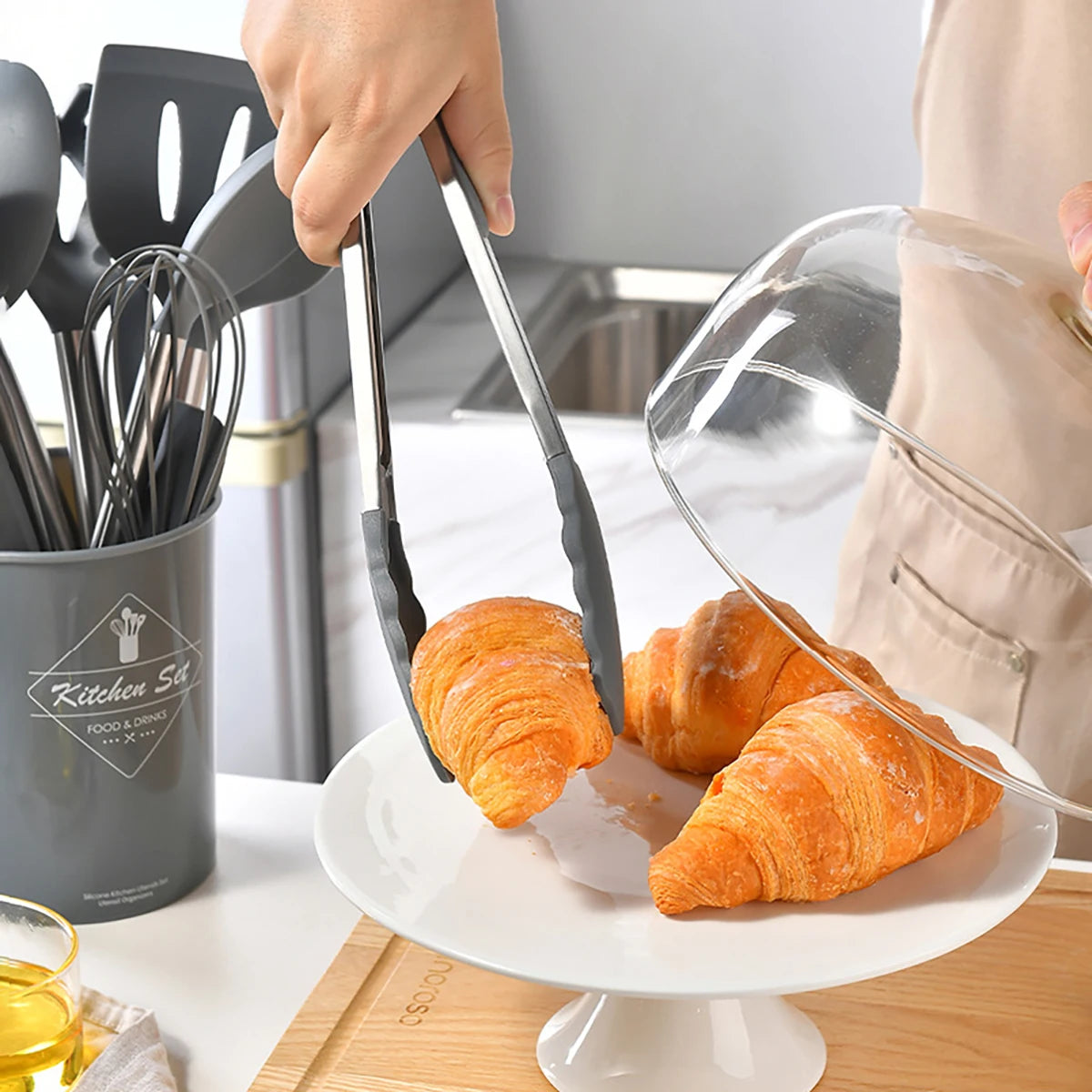 15pcs Silicone Kitchenware Stainless Steel Handle Cooking