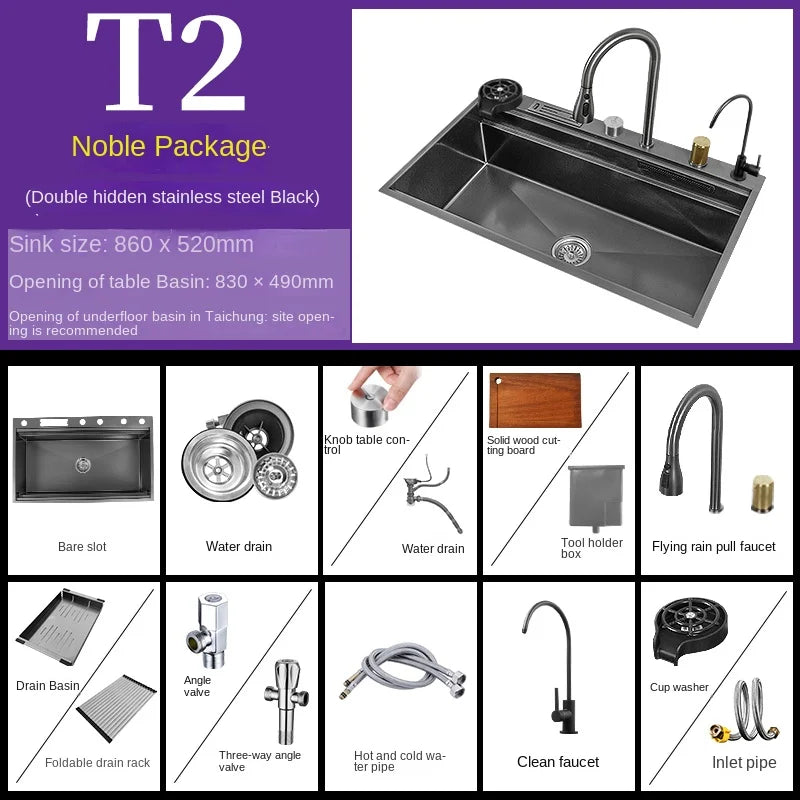Waterfall Sink Nanometer 304 Stainless Steel Large Slot