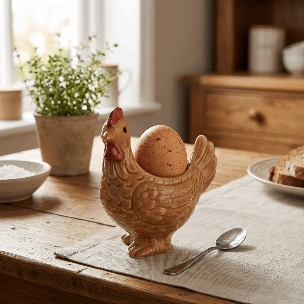 Unique Chicken Shape Ceramic Egg Cup Cartoon Decorative