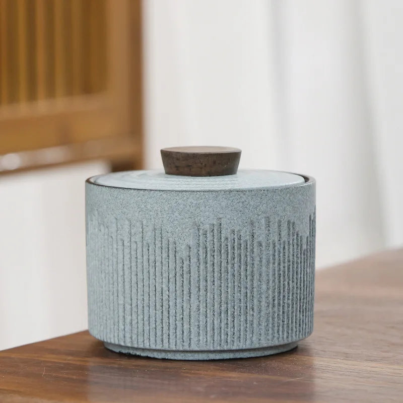Small Tea Caddy Ceramic Jar Coffee Can Tea