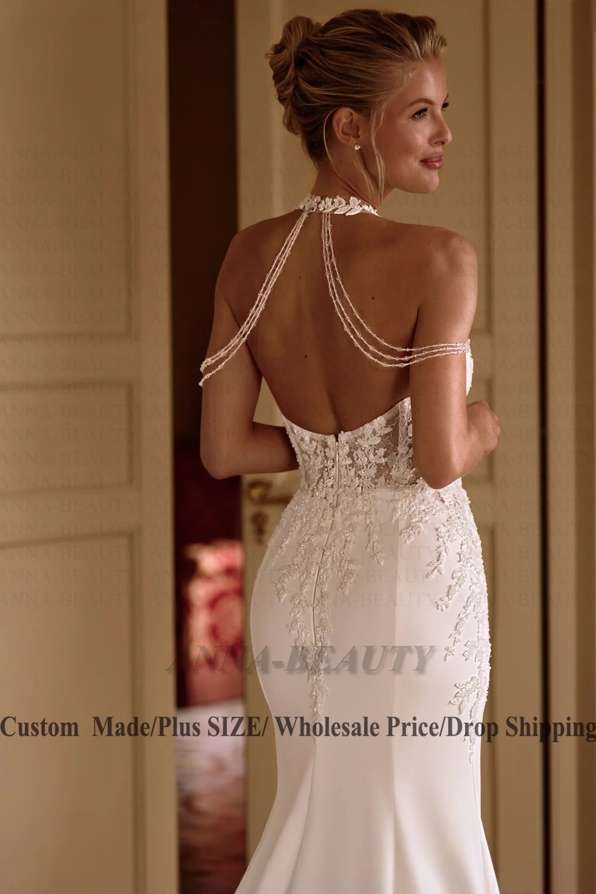 Anna Classic Halter Wedding Dress Woman Bride Sleeveless