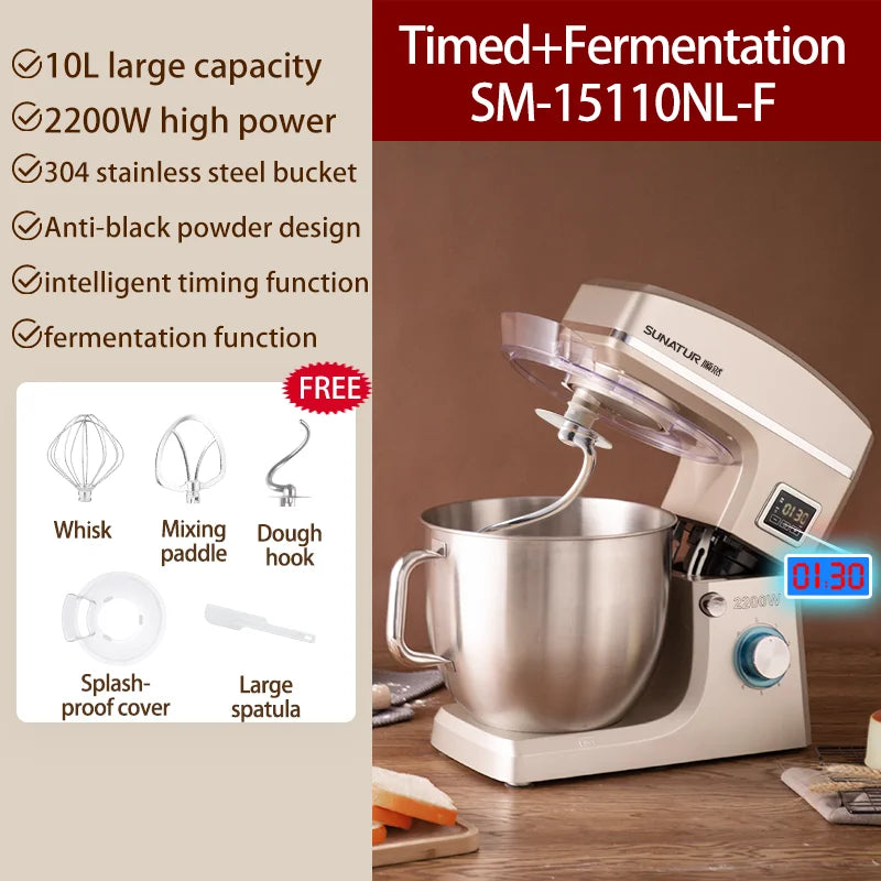 Sunatur 10l Stand Mixer 2200w Stainless Steel Bowl