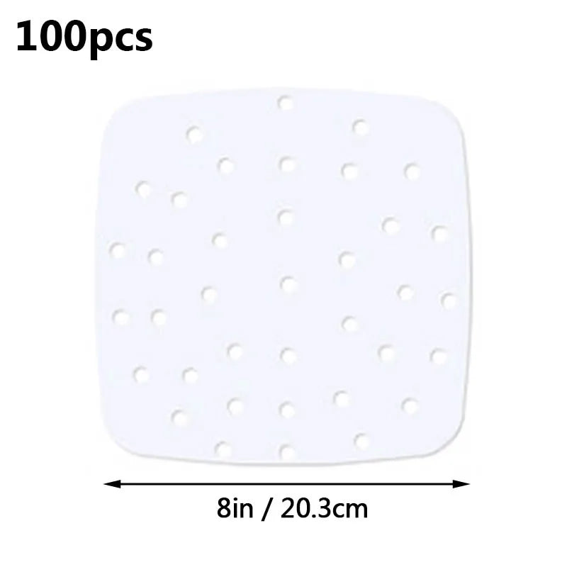 100pcs Air Fryer Liner Non-Stick Steamer Pad Baking