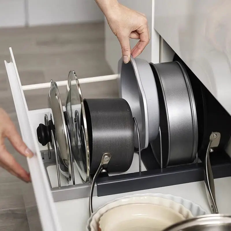 Expandable Stainless Steel Storage Rack Cabinet Holder Pan