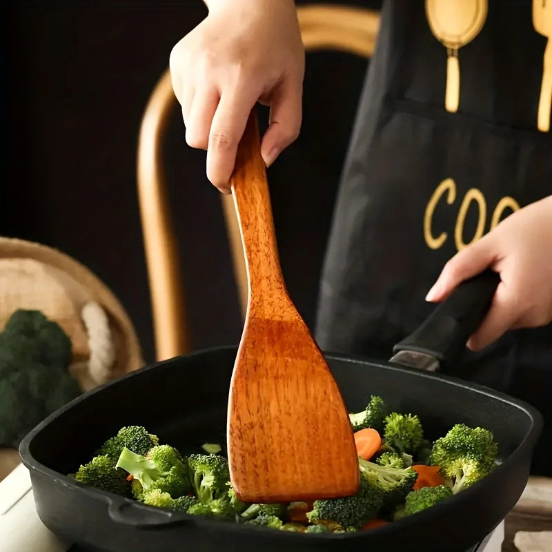 Kemorela 4pcs Utensil Cooking Wood Shovel Scoop Nonstick