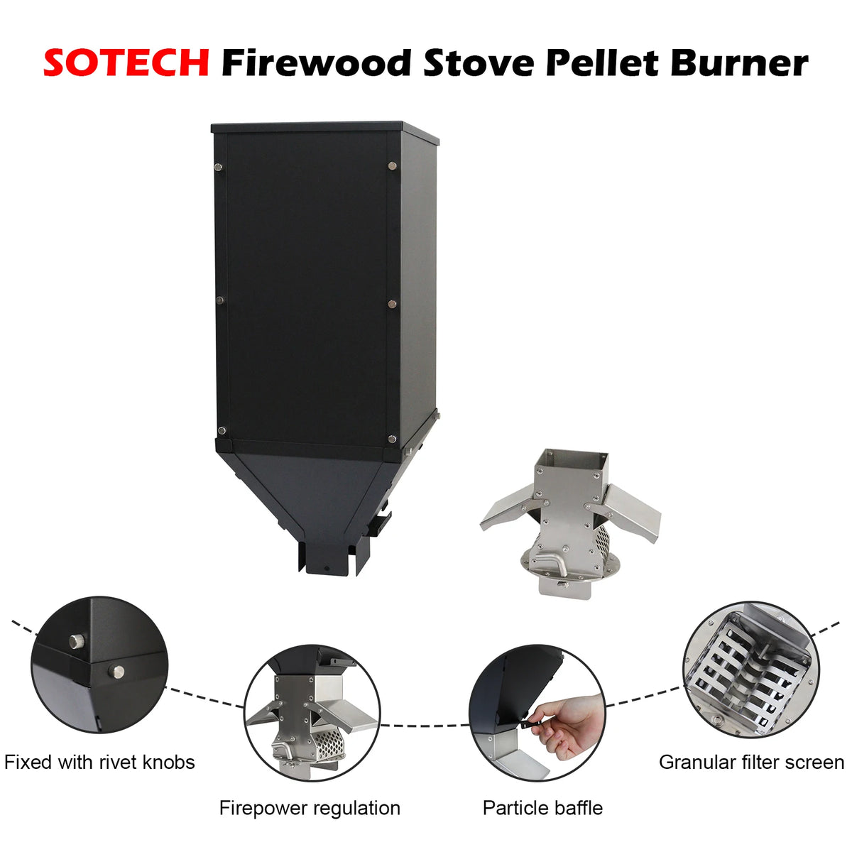 Pellet Burner 16l Storage Capacity Stainless Steel Firewood