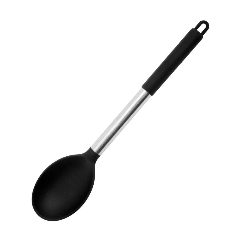 Silicone Cooking Spoons Kit Stainless Steel Handle Salad