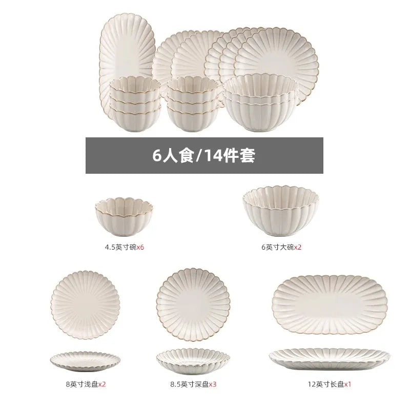 Nordic White Bowls Dinner Plates Ceramic White Glaze