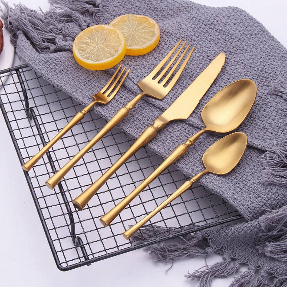 Pieces Knife Fork Spoon Gold Cutlery Complete Stainless