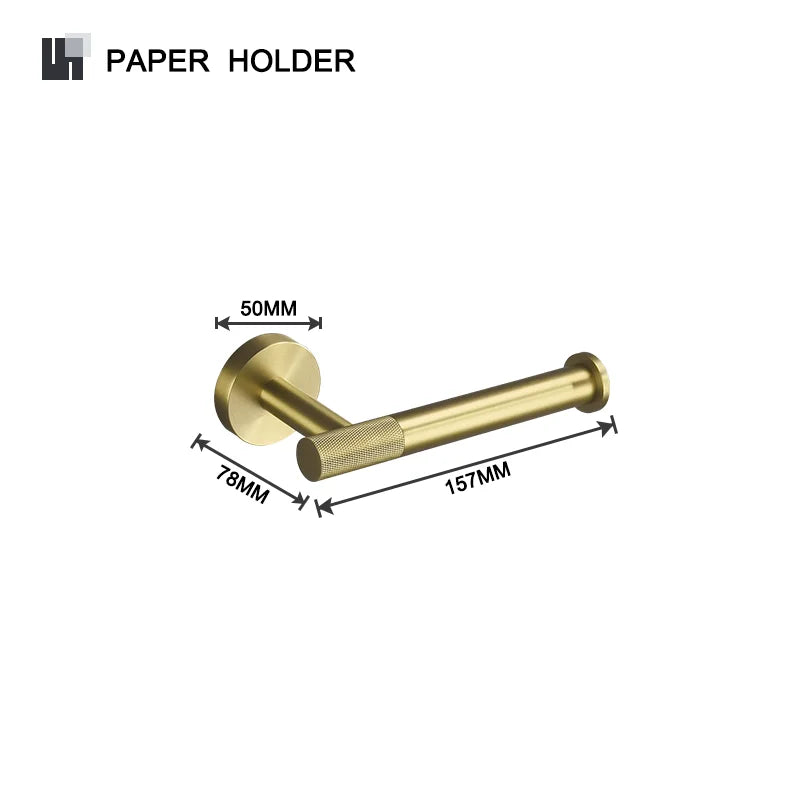 Bathroom Hardware Brushed Gold Knurled Brass Kit Towel