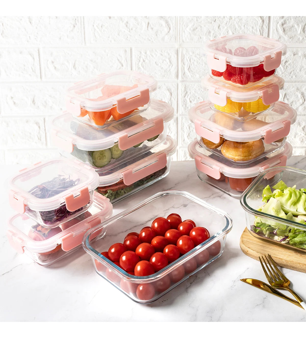 16-Piece Glass Food Storage Containers Leakproof Airtight