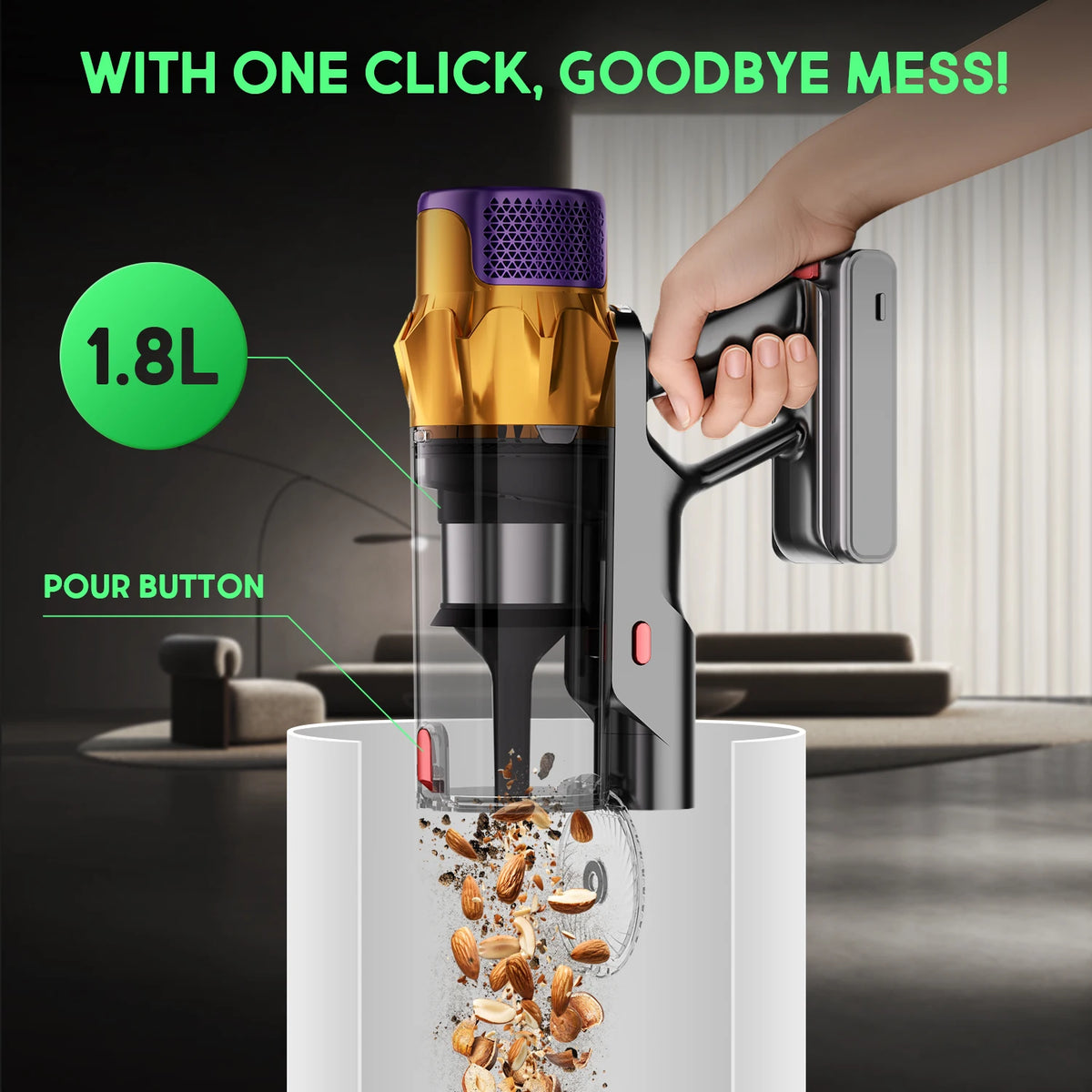 Daccormax Cordless Stick Vacuum Cleaner 65000pa 8-Layer Hepa