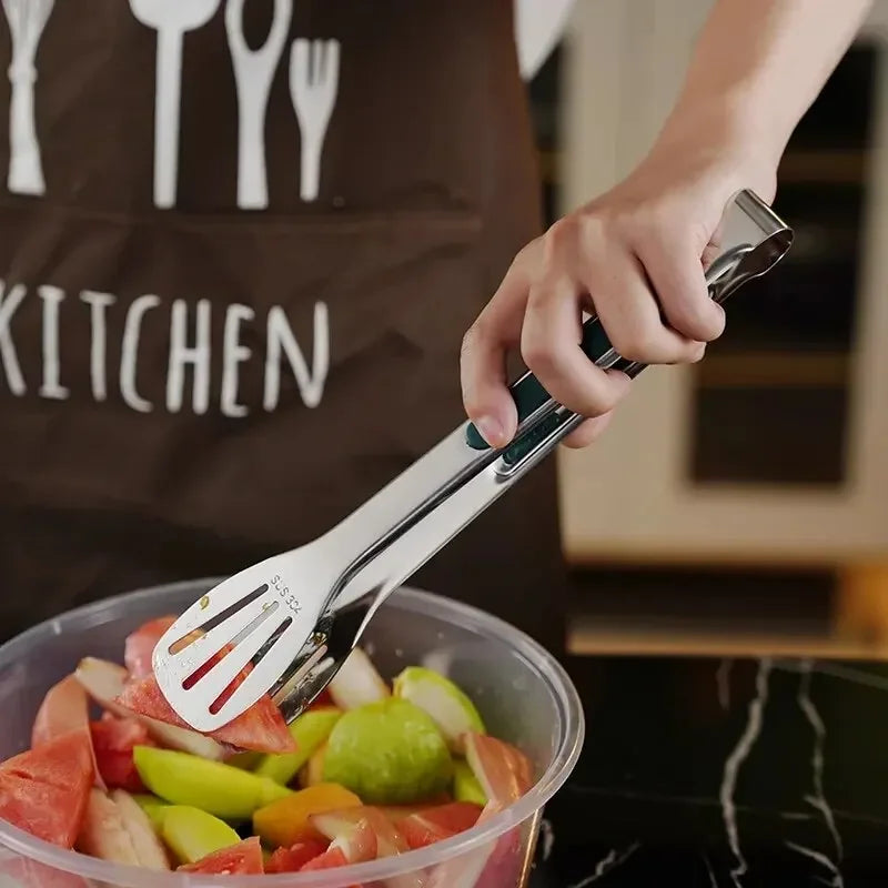 1pc Non Slip Stainless Steel Food Tongs Meat