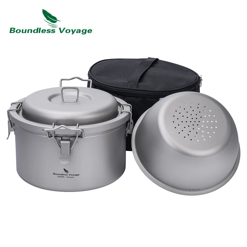 Boundless Voyage Titanium Camping Pot 2l Cooker Ultralight