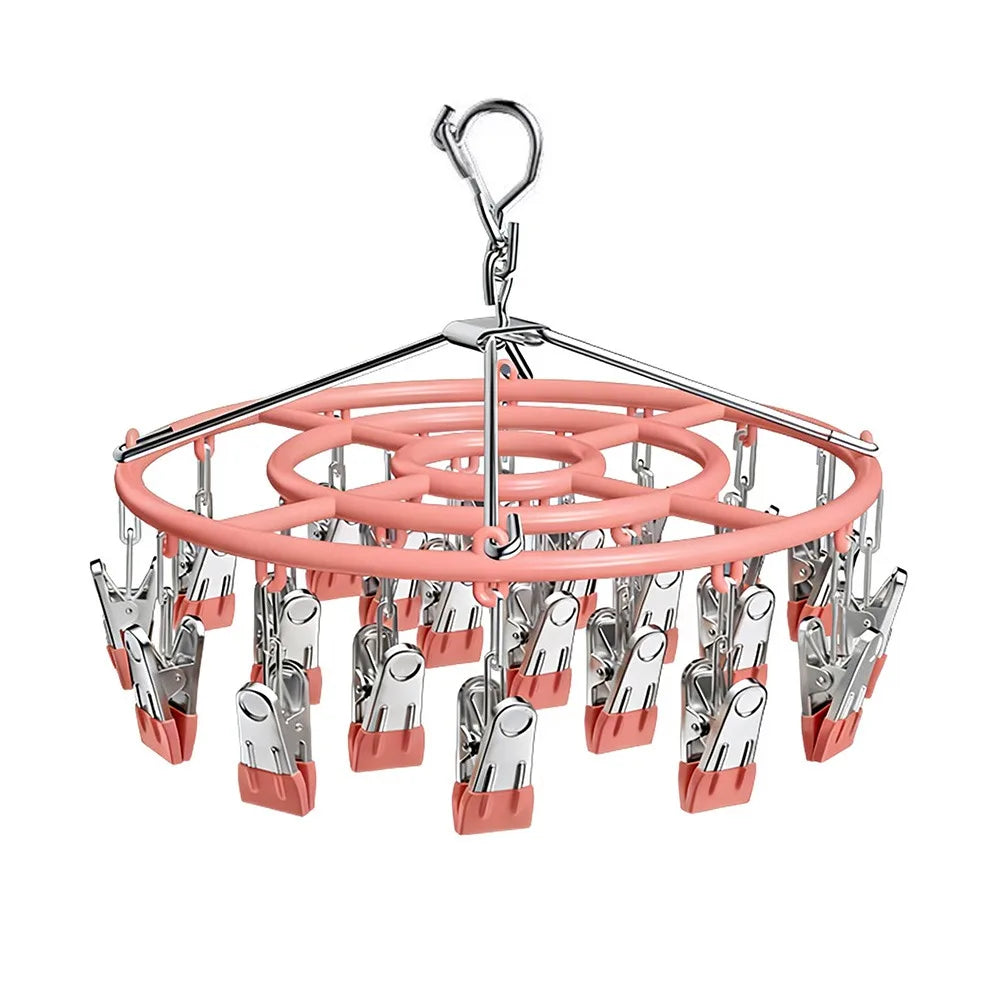 Stainless Steel Clothes Drying Rack Non-Slip 18/24 Clips