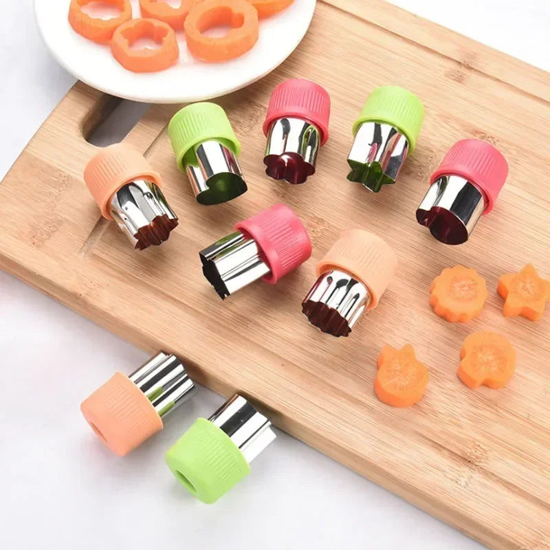 3/12pcs Star Heart Shape Vegetables Cutter Plastic Handle