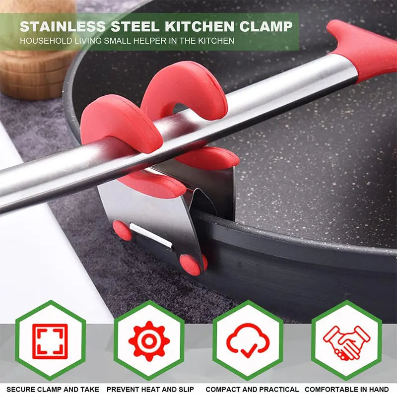 Stainless Steel Pot Clip Holder Spoon Rest Anti-Scald