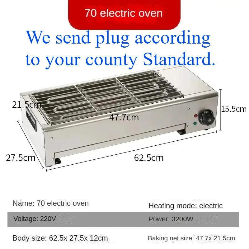 Electric Barbecue Grill Commercial Smoke-Free Indoor Stainless