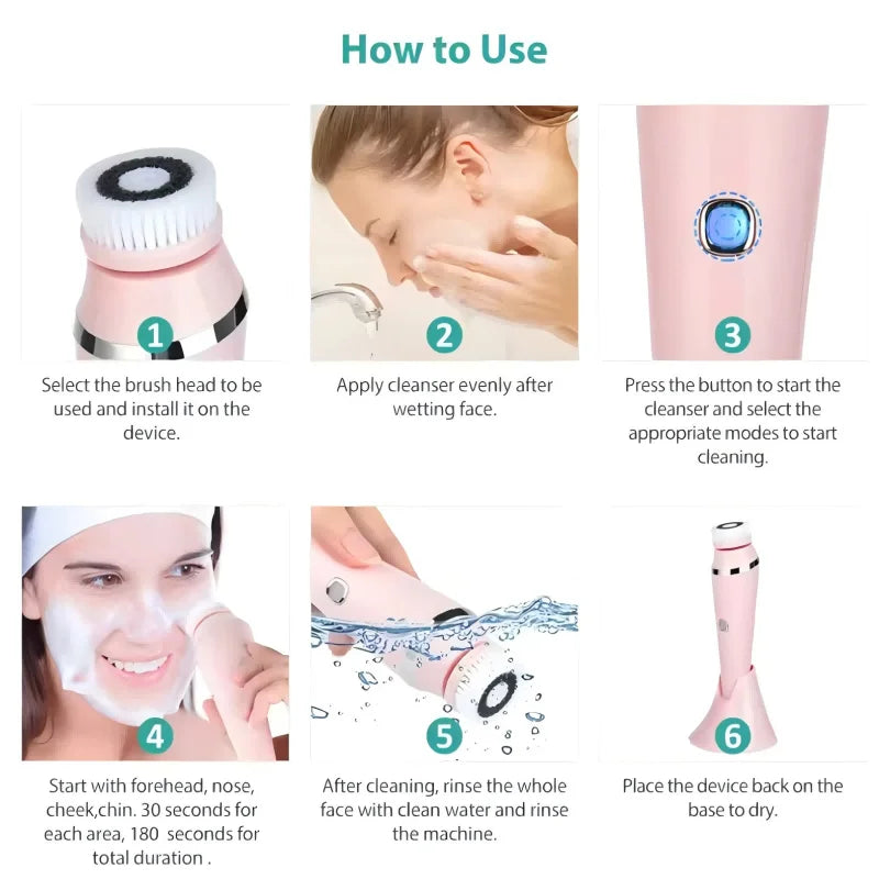 In Electric Facial Cleansing Brush Waterproof Ipx7 Face