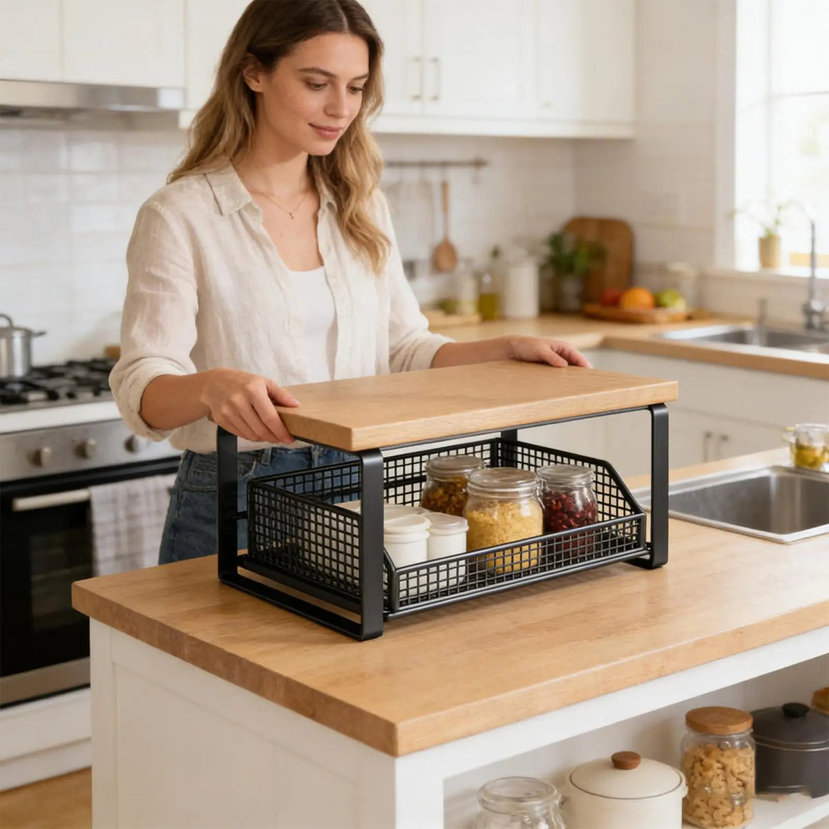 Desktop Storage Rack Double Layer Organization Shelf Counter