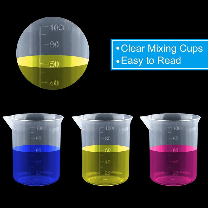 1-24pcs Plastic Mixing Cups 100ml Measuring Cups V-Shaped
