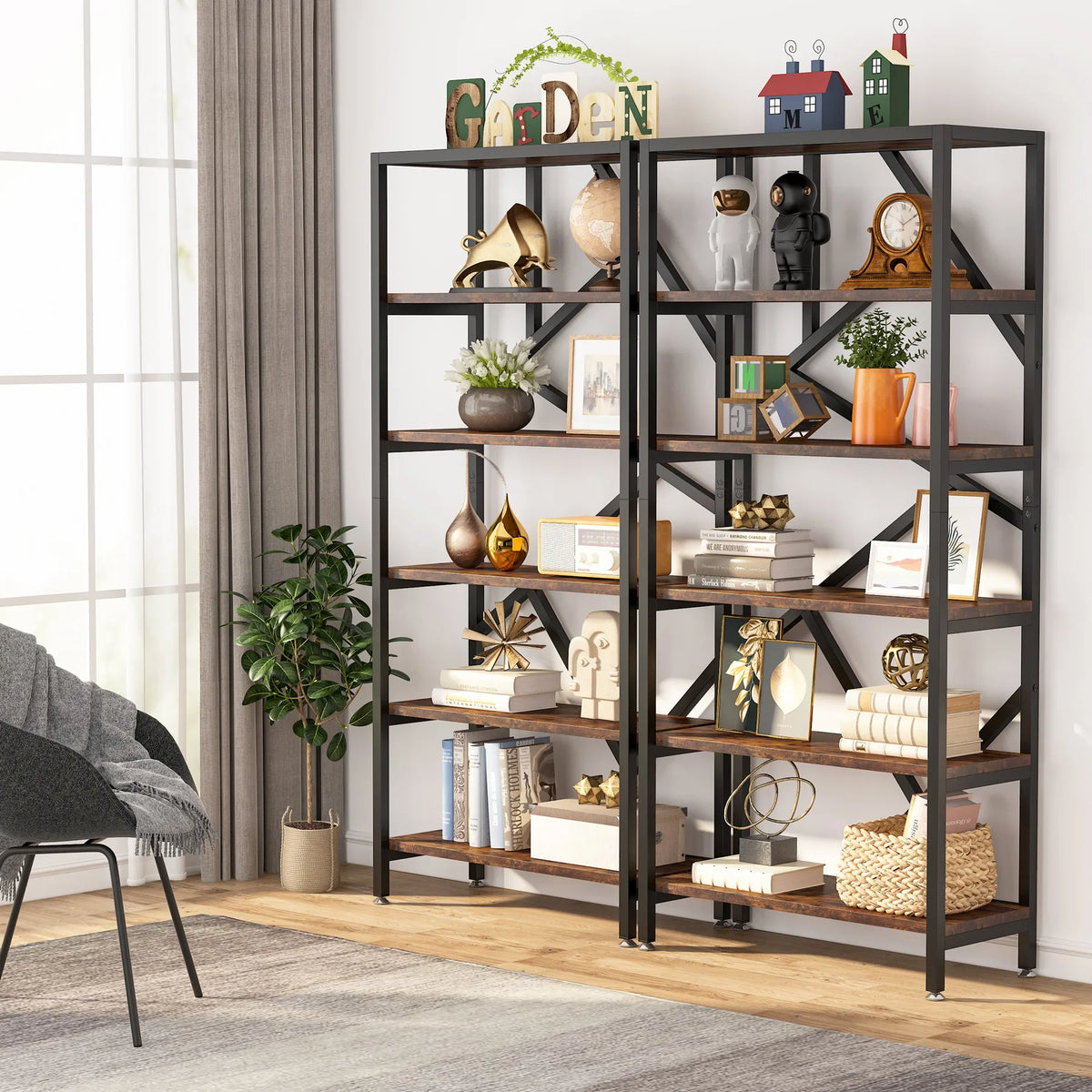 Tribesigns Bookshelf Storage Rack Standing Shelf Tier Industrial