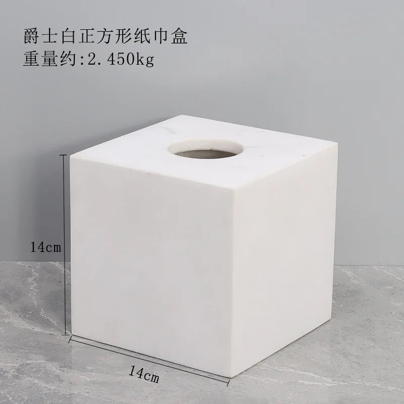 1pc White Natural Marble Bathroom Luxury Soap Dispenser