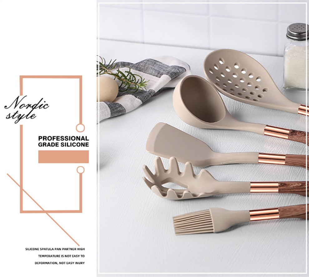 Silicone Cooking Utensils Non-Scratch Non-Stick Heat Resistant