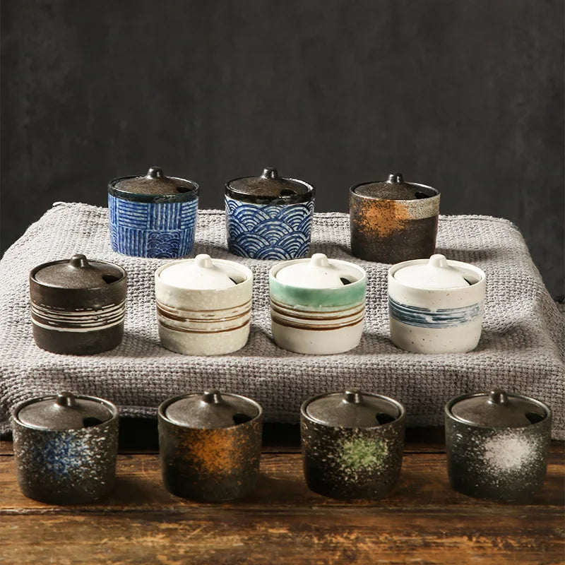 Japanese Style Vintage Ceramic Seasoning Jar Chili Storage