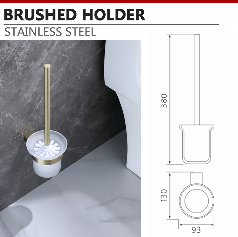 Brushed Gold Towel Ring Holder Bar Rack Brush/Paper