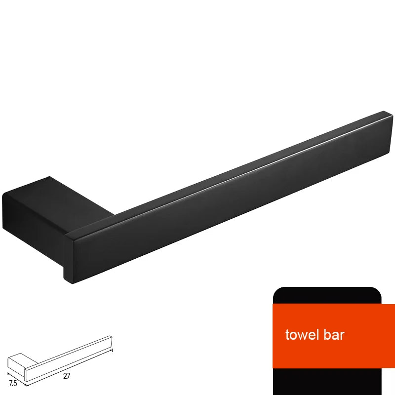 Matte Black Hook Towel Rack 304 Stainless Steel