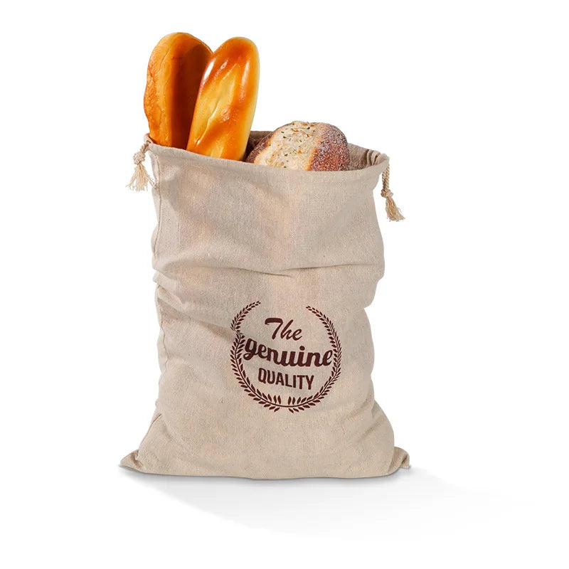 Linen Bread Bags Reusable Drawstring Organizer Homemade Artisan