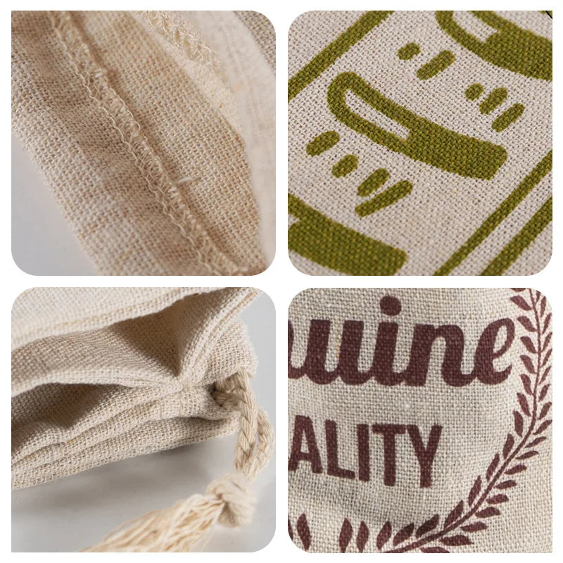 Linen Bread Bags Reusable Drawstring Organizer Homemade Artisan