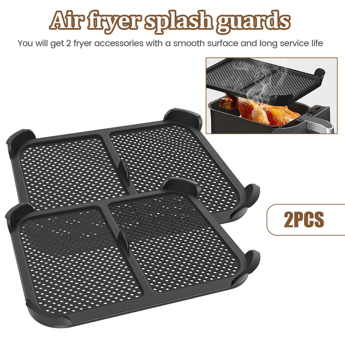 2pcs Air Fryer Splatter Guard Heat Resistant Air