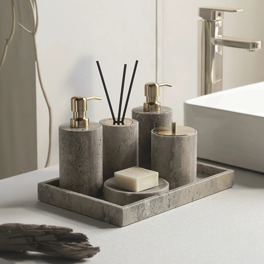 Grigio Travertino Bathroom Sets Vintage Marble Soap Holder