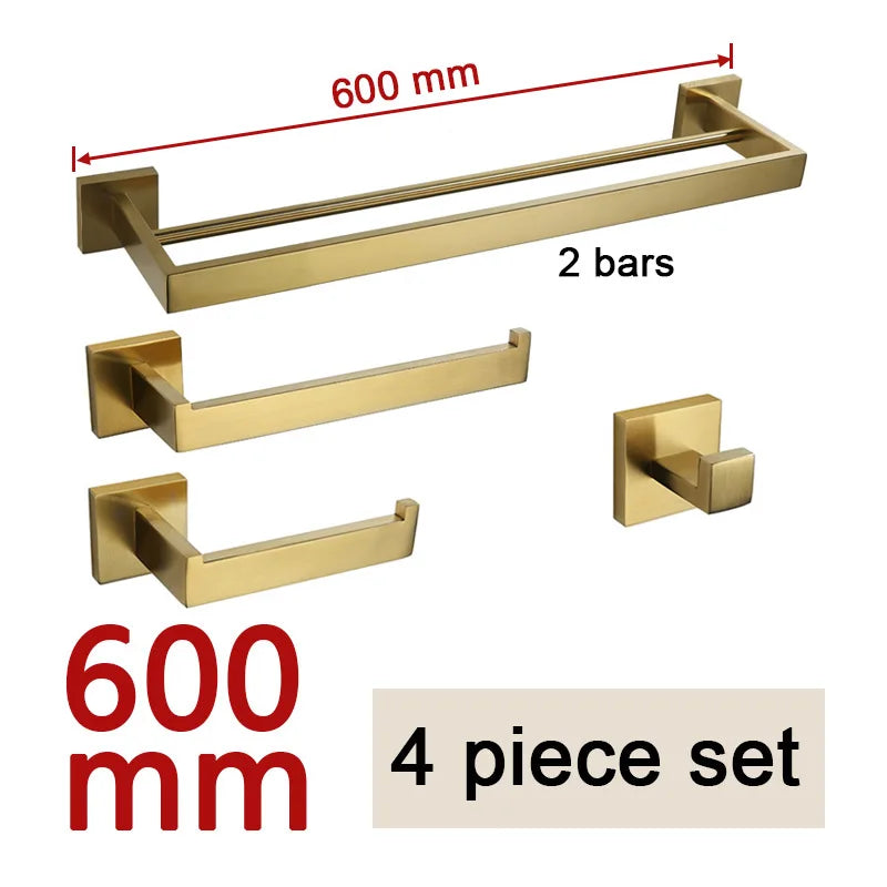 Gold Brushed Bathroom Hardware Towel Bar Rail Toilet