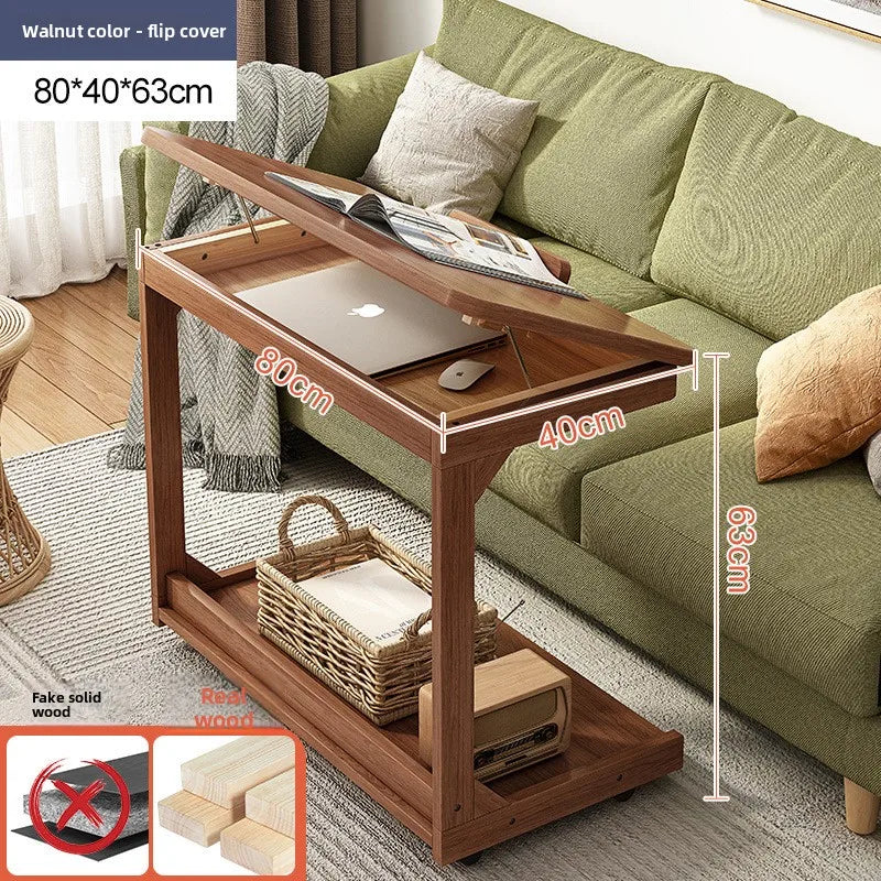 Mobile Solid Wood Coffee Table Living Room Storage