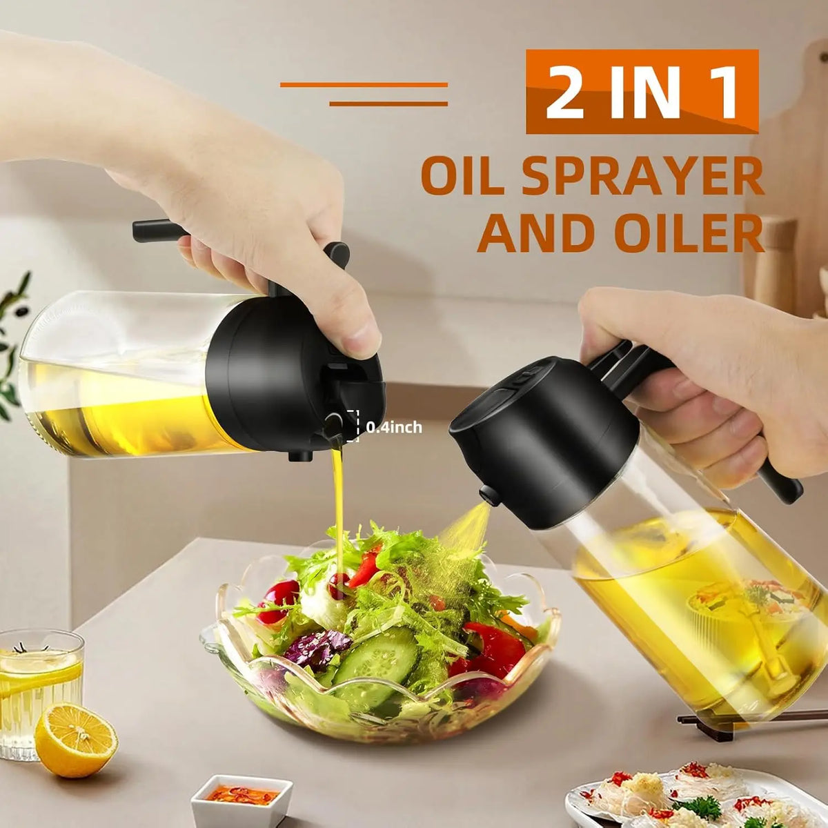 2in1 500ml Glass Oil Sprayer Olive Oil Spray