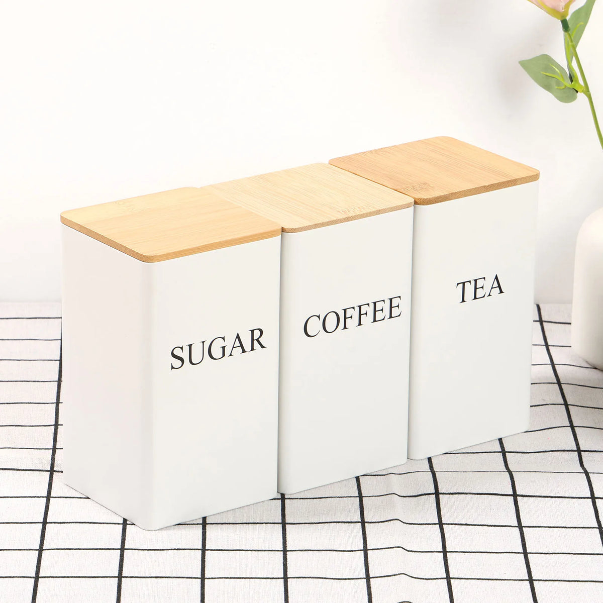 3pcs Coffee Bean Tea Sugar Jars Vacuum Sealed