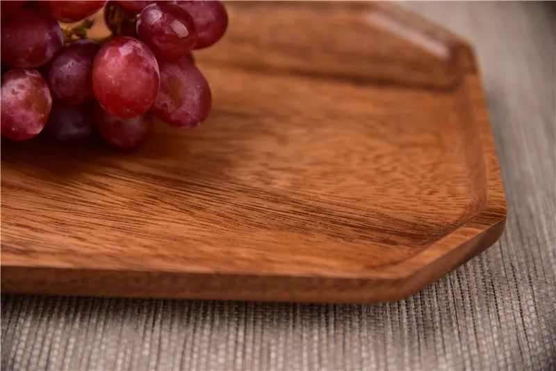 Natural Acacia Wood Serving Trays Octagonal & Rectangular
