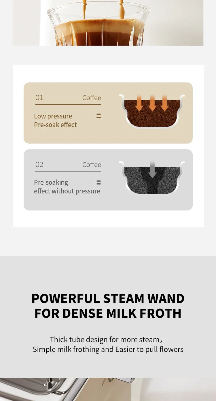 220v Italian Espresso Coffee Machine Stainless Steel Coffee