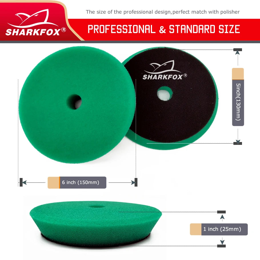 Sharkfox 125mm /6 150mm Buffing Polishing Sponge Pads