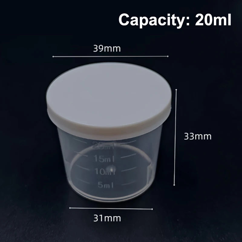 10pcs Clear Liquid Pill Measuring Cups Lids Travel