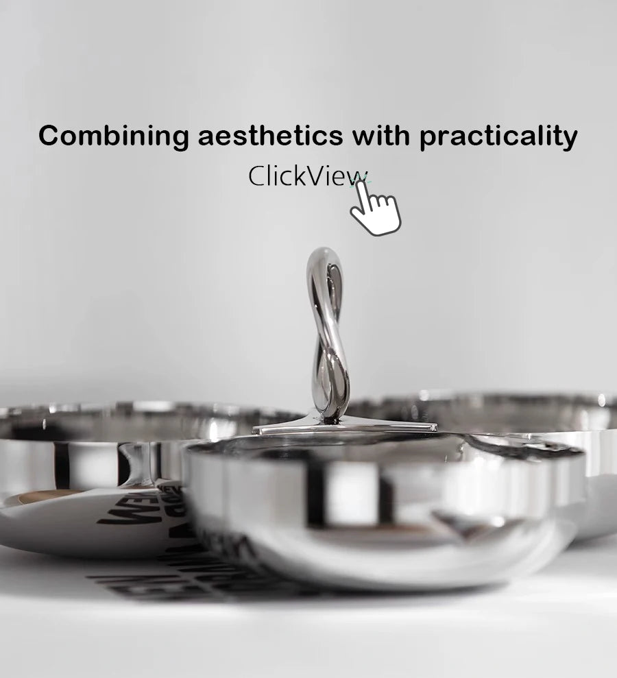 Stainless Steel 3-Section Snack Bowl Dessert Plates Serving