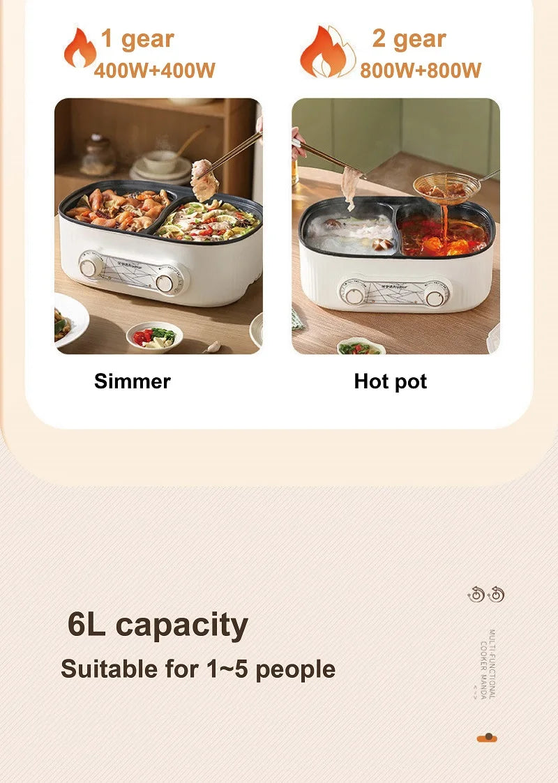 6l Double Liner Electric Pot Large Capacity Non-Stick